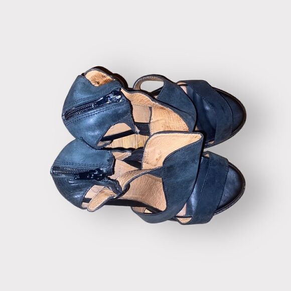 Jeffery Campbell Black Leather Heel Sandals Shoe Size 8.5 - Picture 4 of 5